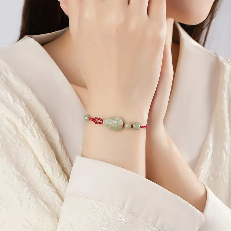Artisan Lock Heart Jade Hetian Jade Bracelets Women's Green Jade-3