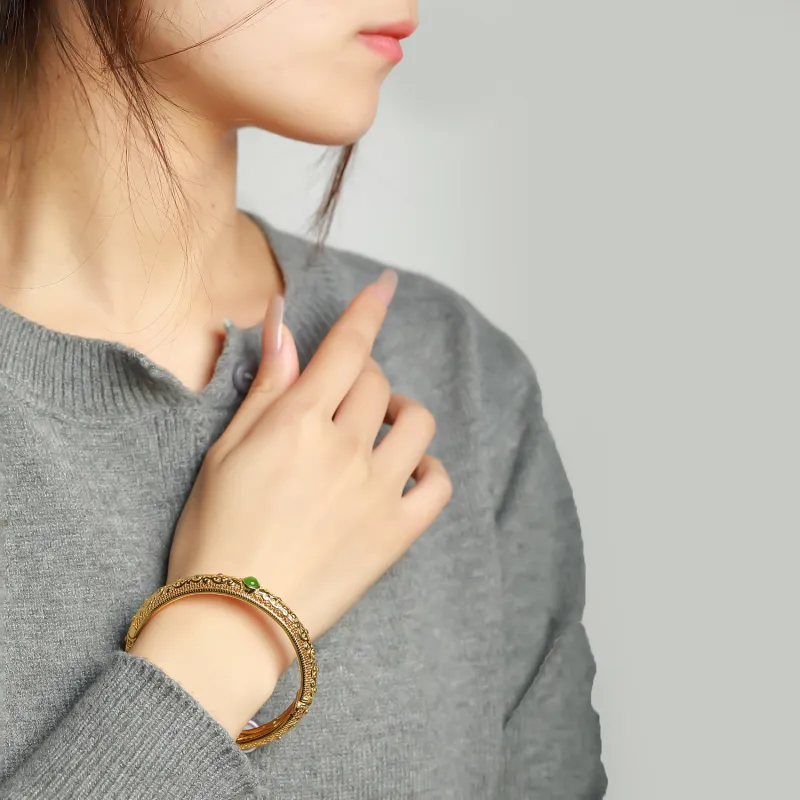 Artisan Lock Heart Jade Hetian Jade 925 Sterling Silver Hetian Jade Bangles Women's Jasper-26