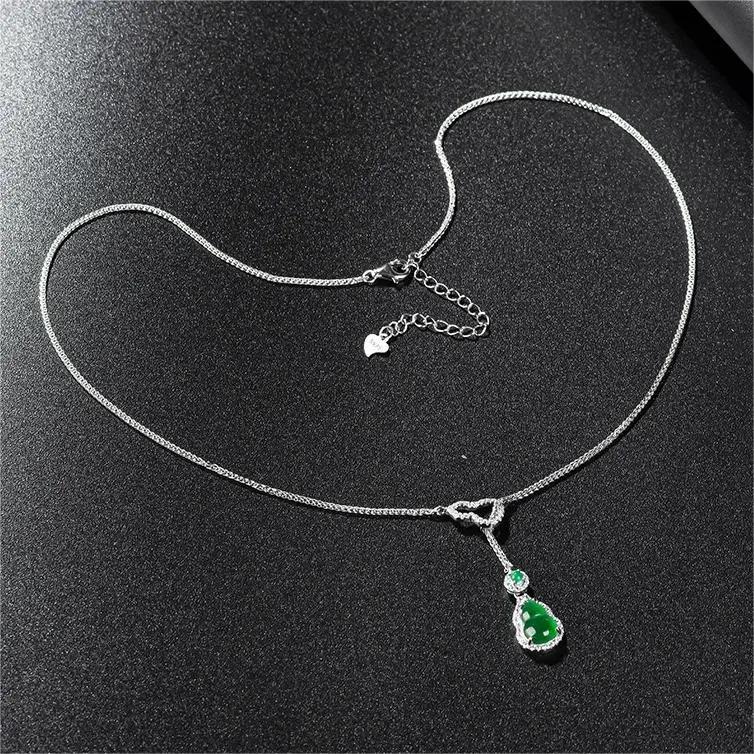 Artisan Lock Heart Jade Glutinous Jade Necklaces Women's-3