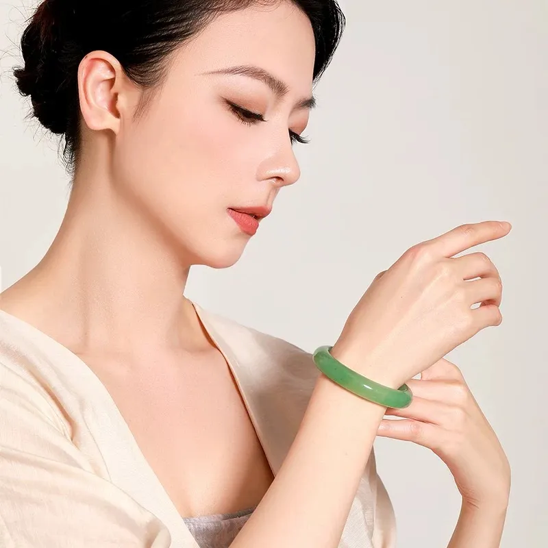 Artisan Lock Heart Jade Natural Aventurine Bangles Women's-1