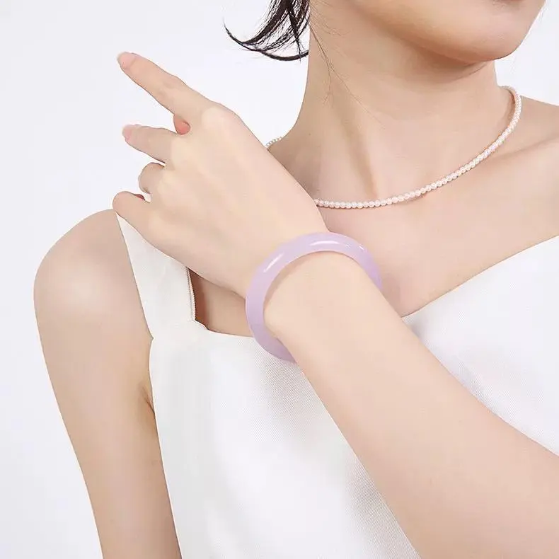 Artisan Lock Heart Jade Chalcedony Bangles Women's-1