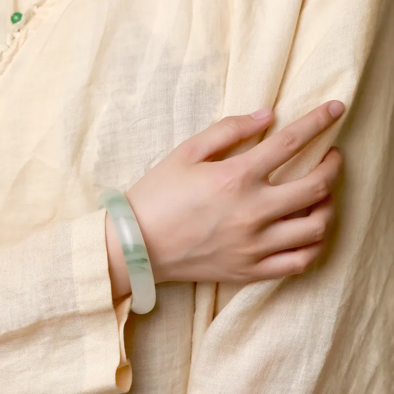 Artisan Lock Heart Jade Tianshan Jade Bangles Women's-1