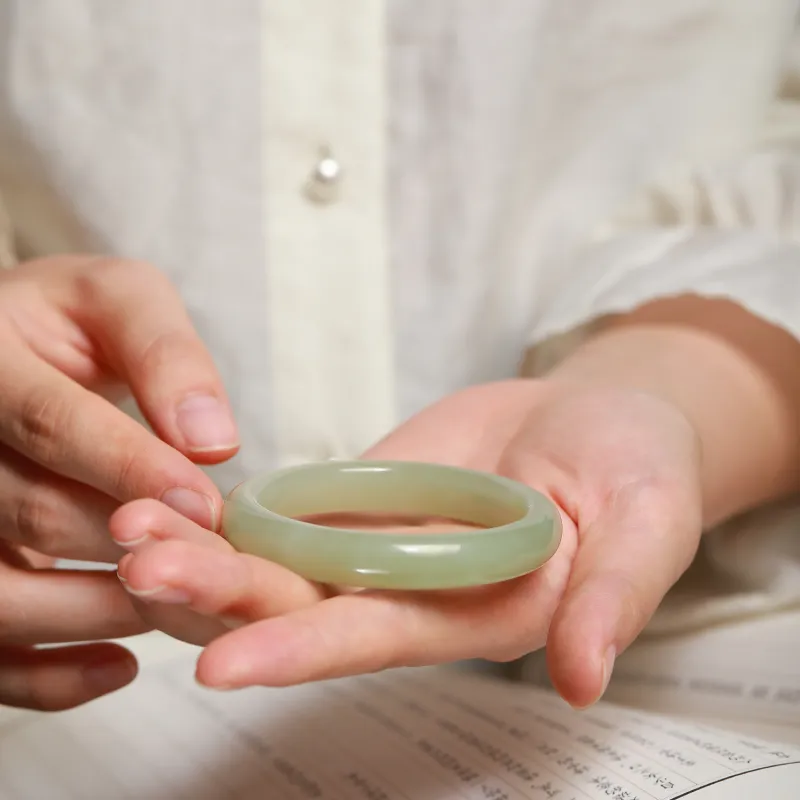 Artisan Lock Heart Jade Hetian Jade Bangles Green Jade Women's-1