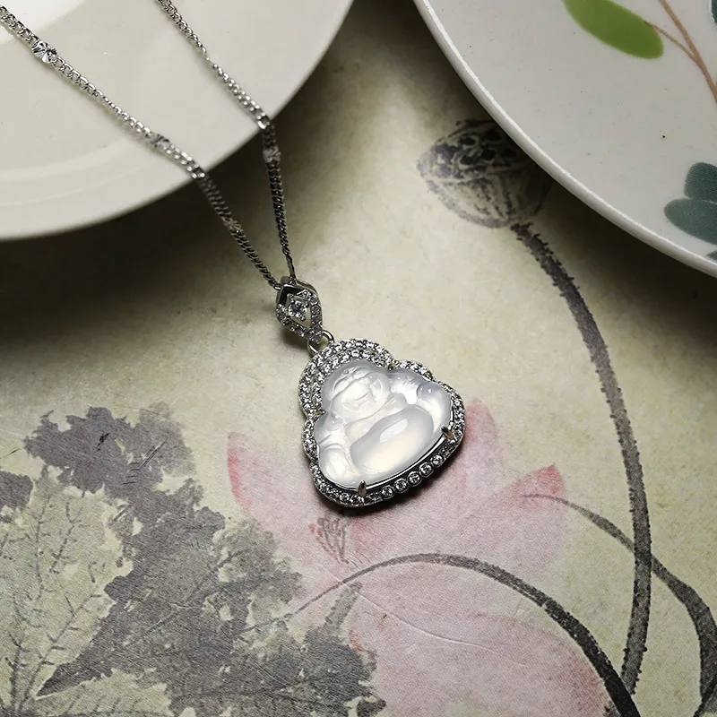 Artisan Lock Heart Jade Chalcedony Jade Necklaces Women's-3
