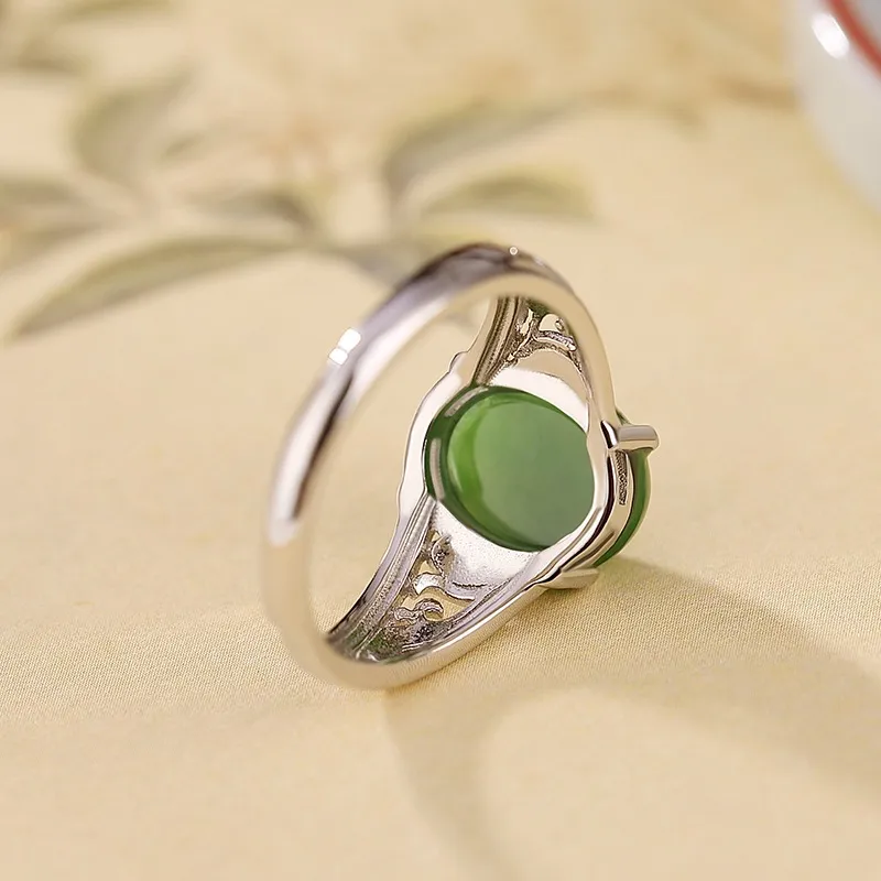 Artisan lock heart jade Hetian Jade Rings Unisex-2