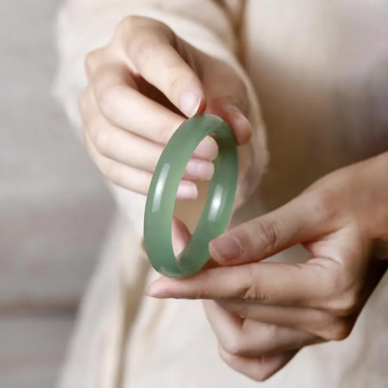 Artisan Lock Heart Jade Aventurine Bangles Women's-4