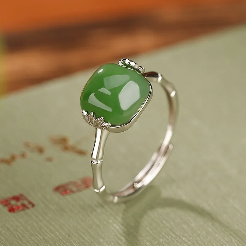 Artisan Lock Heart Jade Rings Jasper Unisex-14