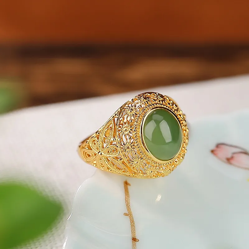 Artisan Lock Heart Jade Hetian Jade Rings Unisex Jasper-3