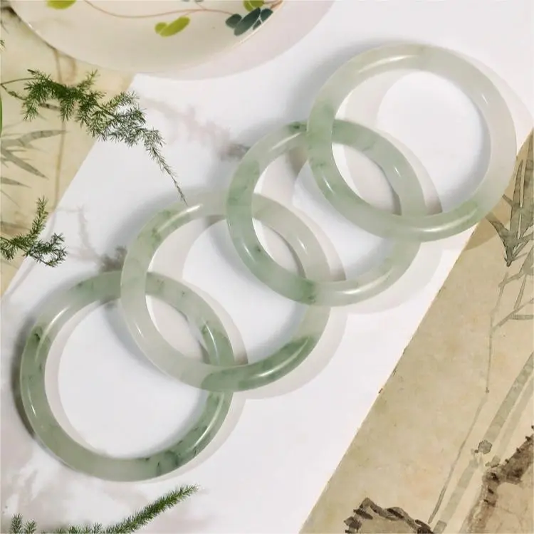 Artisan Lock Heart Jade Chalcedony Jade Bangles Women's-5