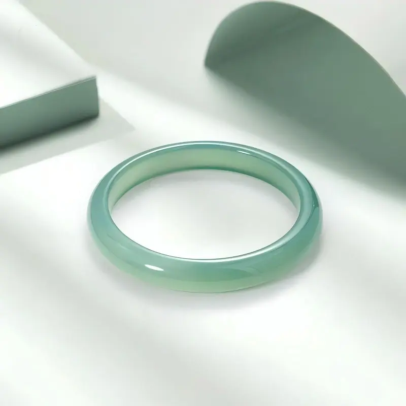 Artisan Lock Heart Jade Chalcedony Bangles Women's-4