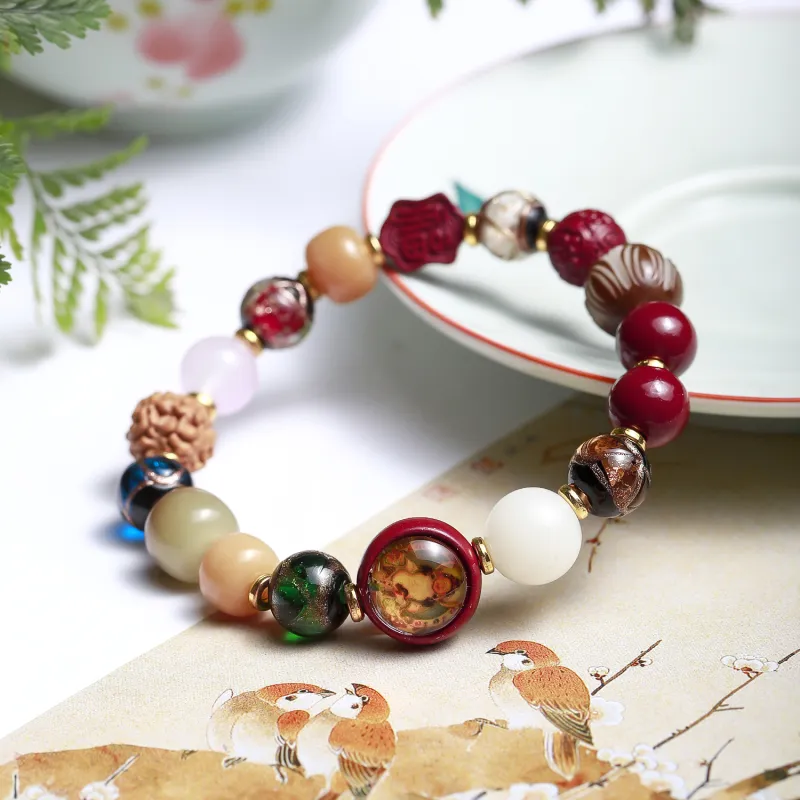 Artisan Lock Heart Jade Bodhi Root Bodhi Seed Bracelets Unisex-5