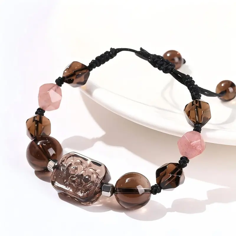 Artisan Lock Heart Jade Obsidian Bracelets Women's-5