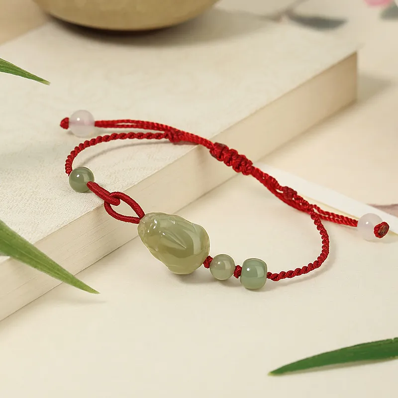 Artisan Lock Heart Jade Hetian Jade Bracelets Women's Green Jade-2