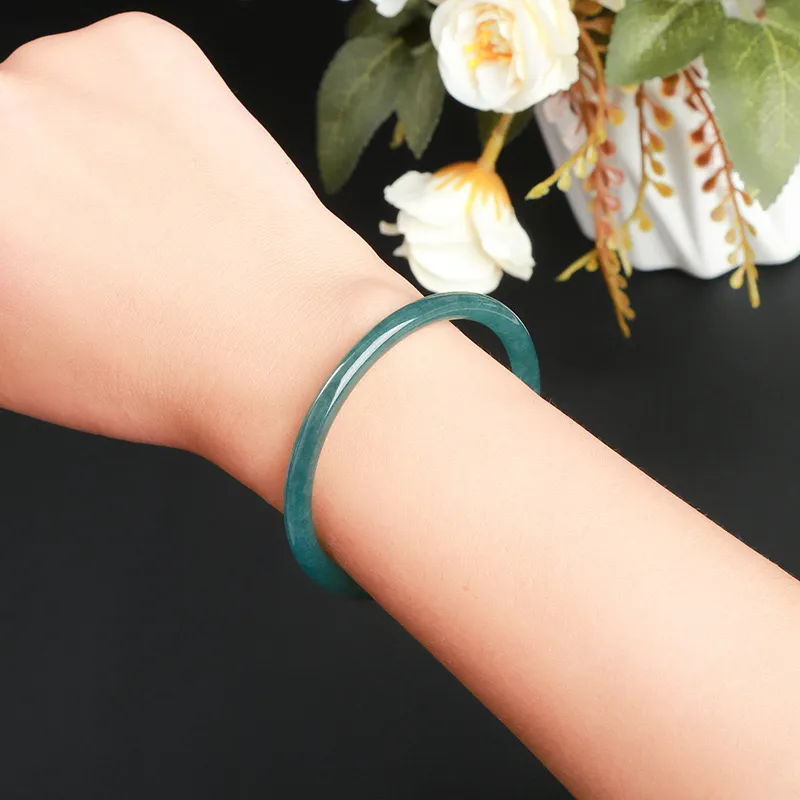 Artisan Lock Heart Jade Ice Glutinous Bangles Women's-1