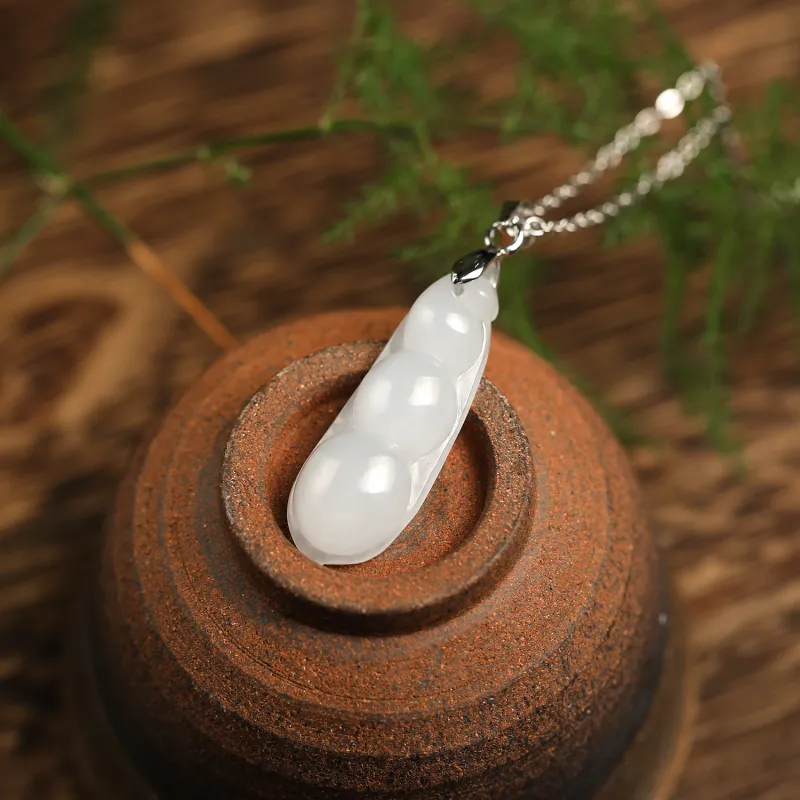 Artisan Lock Heart Jade Glutinous Jade Jadeite Necklaces Women's-2
