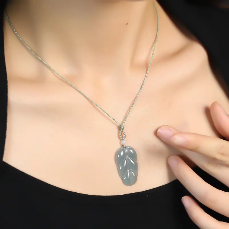 Artisan Lock Heart Jade Glutinous Jade Jadeite Necklaces Women's-2