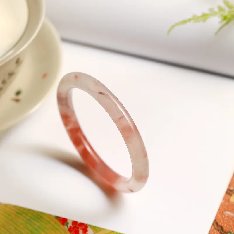 Artisan Lock Heart Jade Chalcedony Jade Bangles Women's-5
