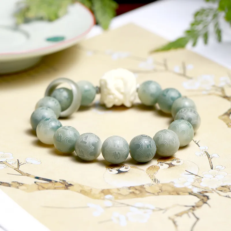 Artisan Lock Heart Jade Bodhi Root Bracelets Unisex-5
