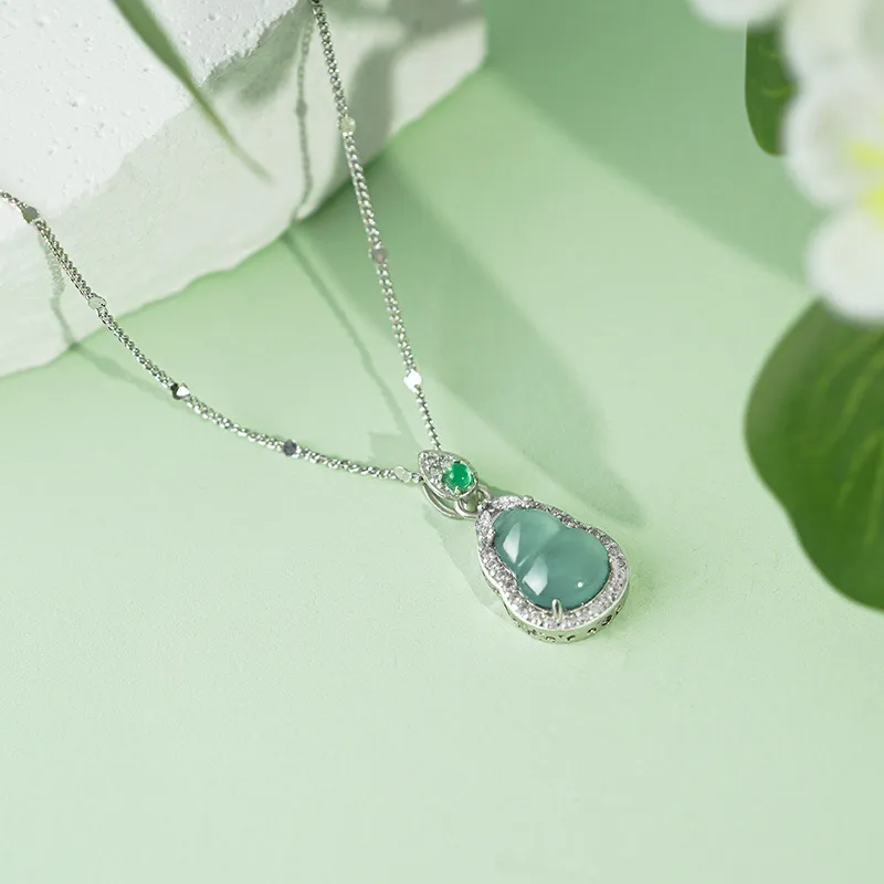 Artisan Lock Heart Jade Glutinous Jade Necklaces Women's-7