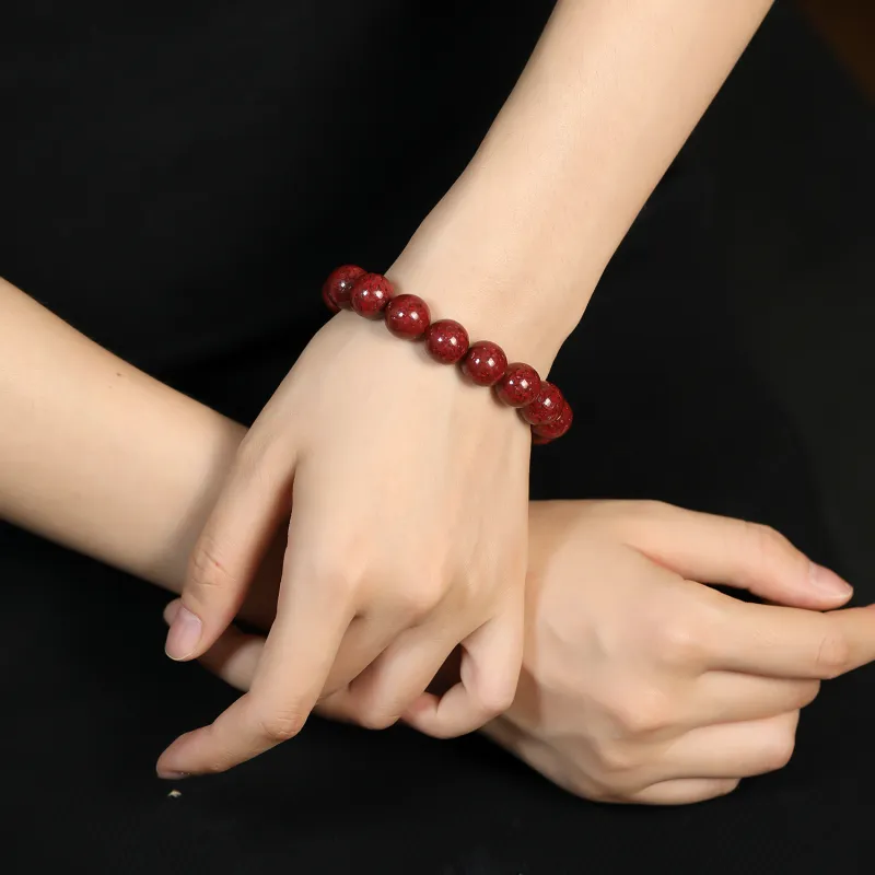 Artisan Lock Heart Jade Reconstructed Cinnabar Jade Bracelets Unisex-1