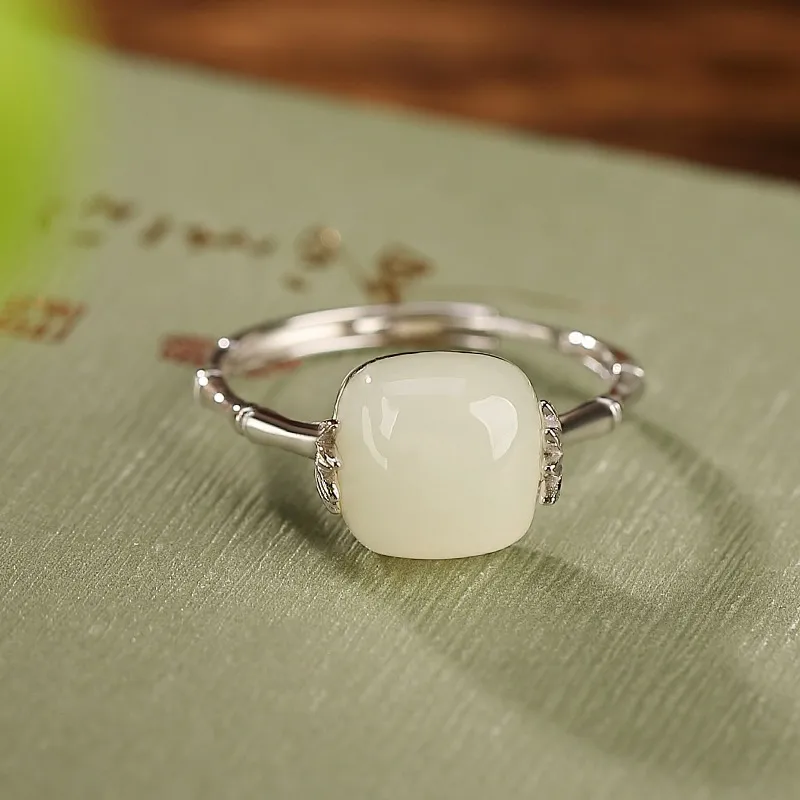 Artisan Lock Heart Jade Rings Jasper Unisex-8