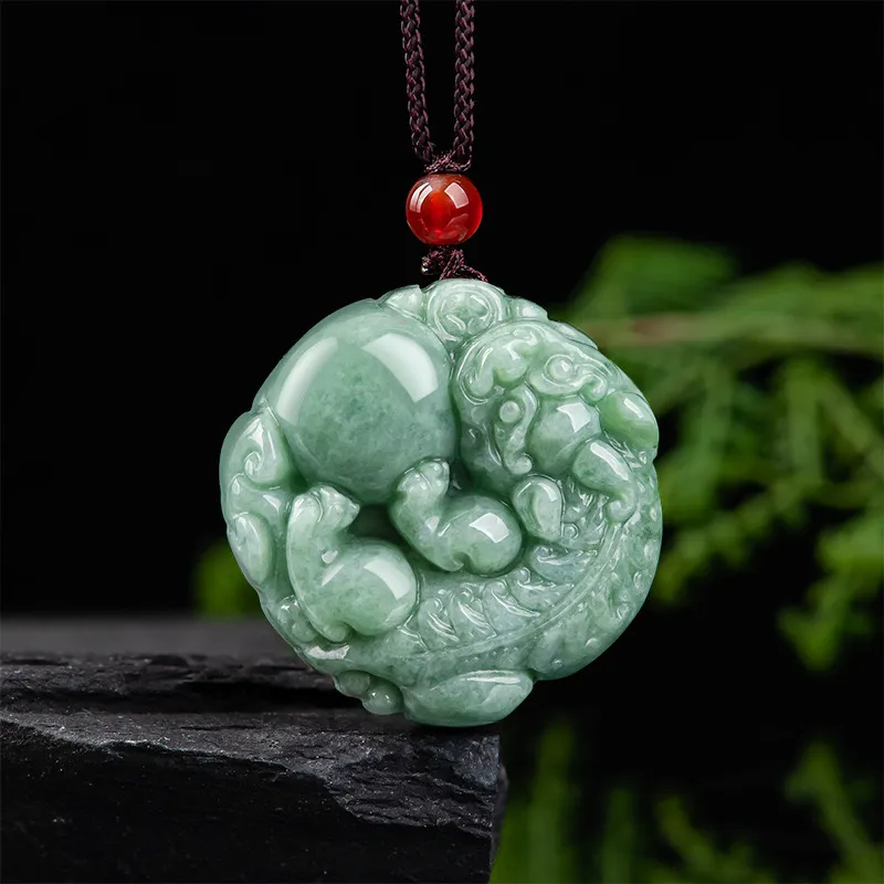 Artisan Lock Heart Jade Glutinous Jade Jadeite Necklaces Women's-2