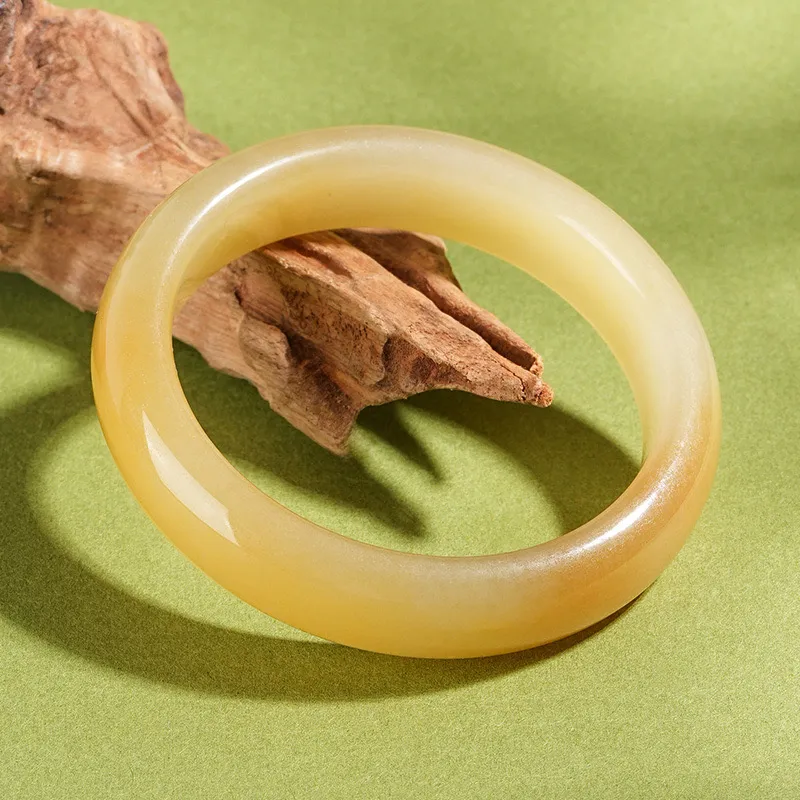 Artisan Lock Heart Jade Huanglong Jade Bangles Women's-2