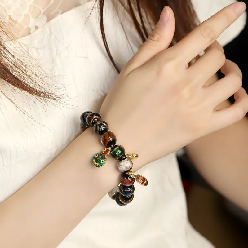 Artisan lock heart jade Bracelets Unisex-1