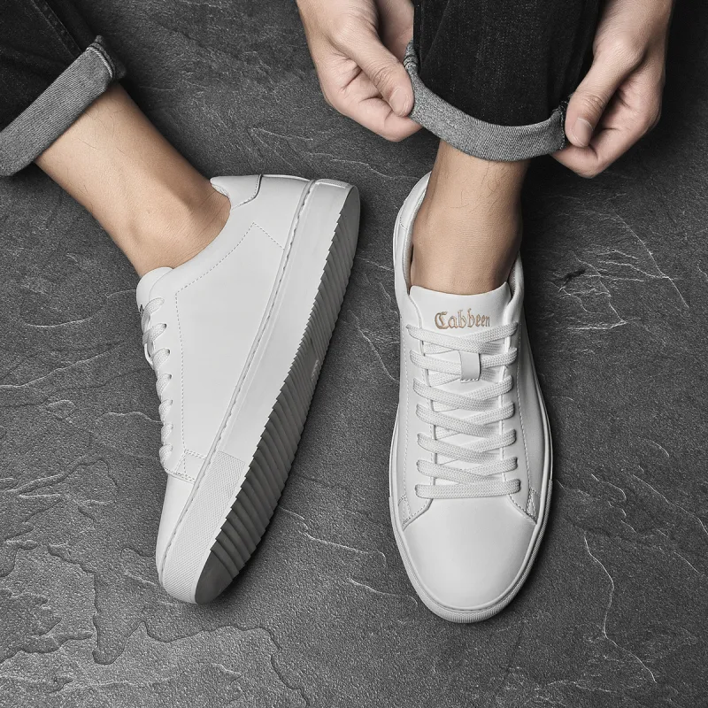 Cabbeen Lightweight And Breathable Low Top Trendy Casual Skateboard Shoes Men's White-8
