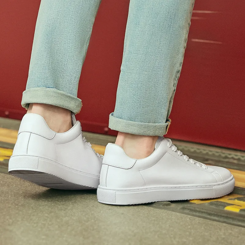 Cabbeen Lightweight And Breathable Low Top Trendy Casual Skateboard Shoes Men's White-5