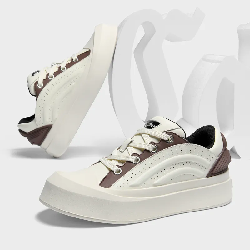 Cabbeen Preppy Round Head Wear-Resistant Height Increasing Low-Top Skateboard Shoes 5cm Men's Silver-18