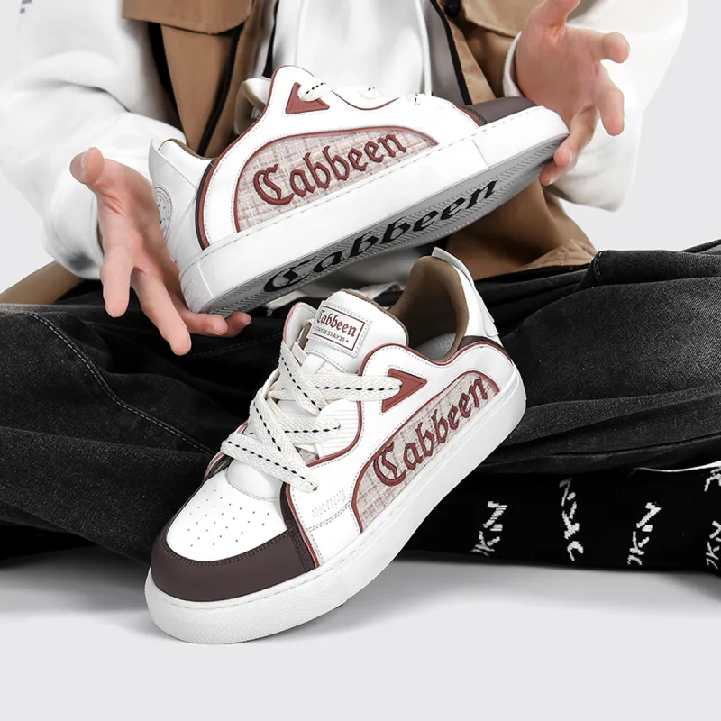 Cabbeen Comfortable Casual Preppy Slip Resistant Low Top Skateboard Shoes Men's Ecru-6