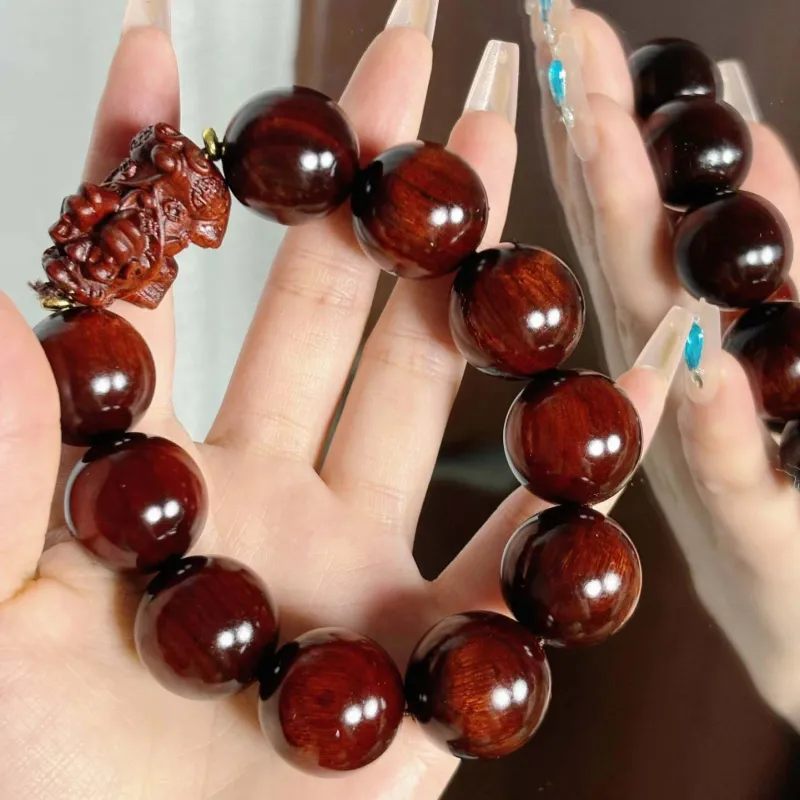 Crabs Red Rosewood Compressed Wood Beaded Bracelet Unisex-5