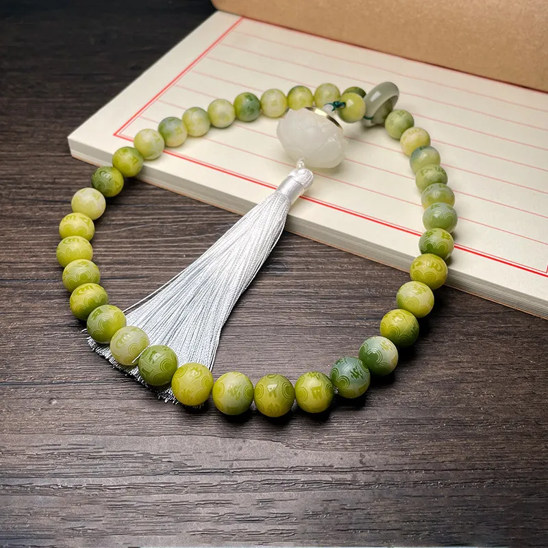 Crabs White Jade Bodhi Bead Chain Unisex-1