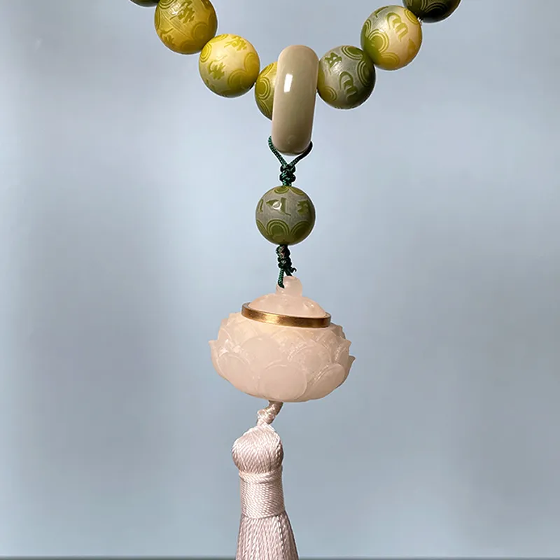 Crabs White Jade Bodhi Bead Chain Unisex-5