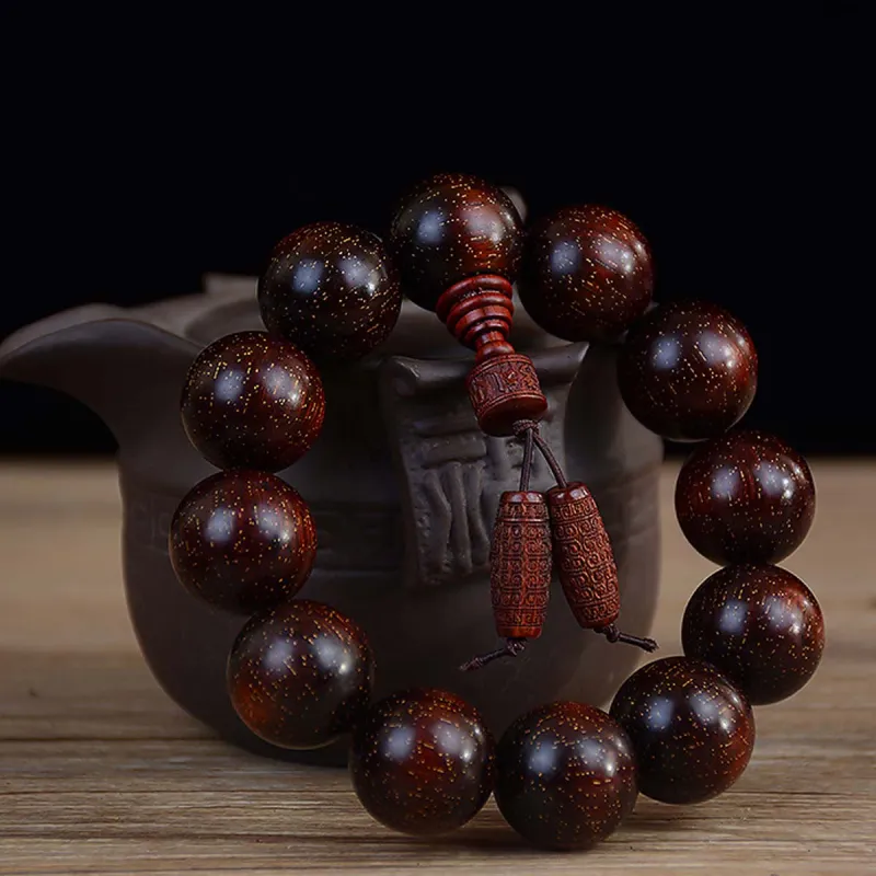 Crabs Red Rosewood Compressed Wood Beaded Bracelet Unisex-3