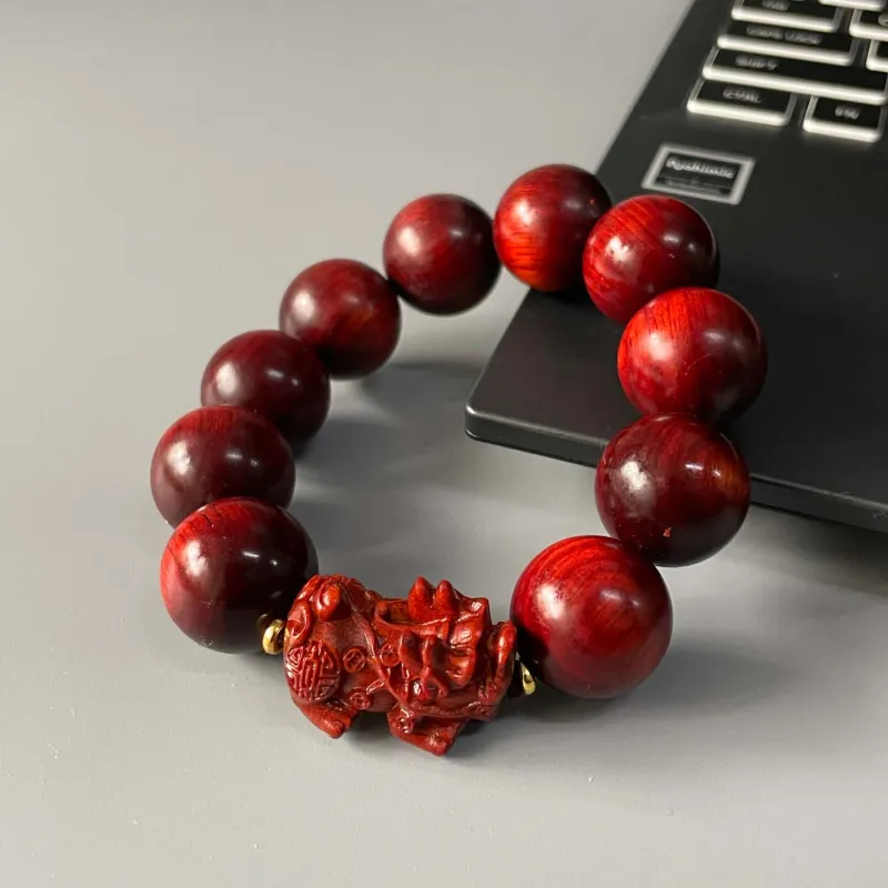 Crabs Red Rosewood Compressed Wood Beaded Bracelet Unisex-3