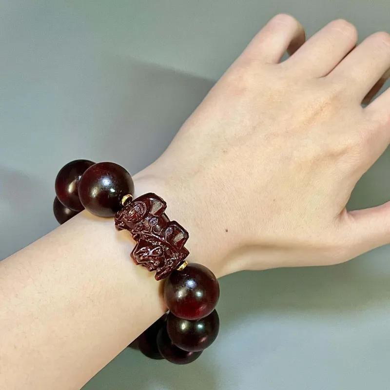 Crabs Red Rosewood Compressed Wood Beaded Bracelet Unisex-1