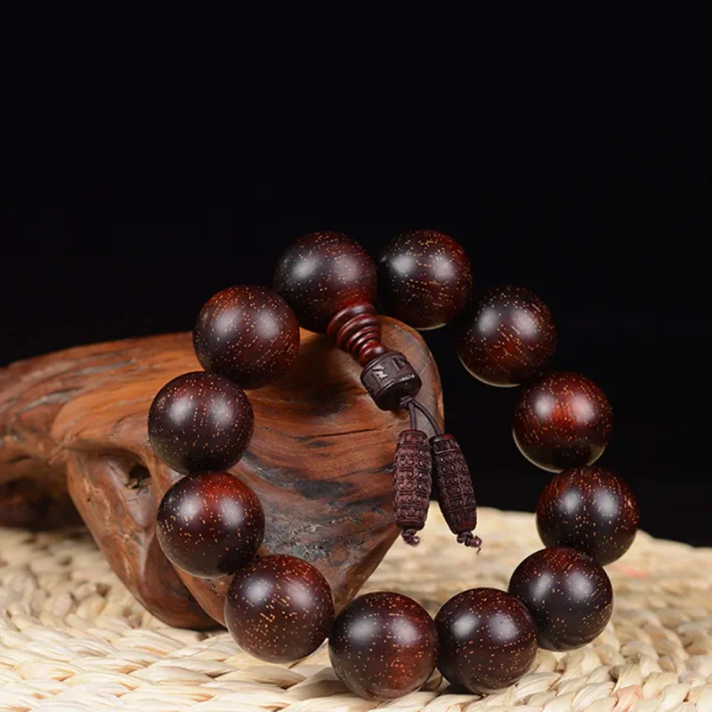 Crabs Red Rosewood Compressed Wood Beaded Bracelet Unisex-1