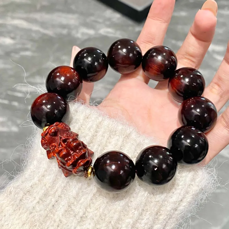 Crabs Red Rosewood Compressed Wood Beaded Bracelet Unisex-4