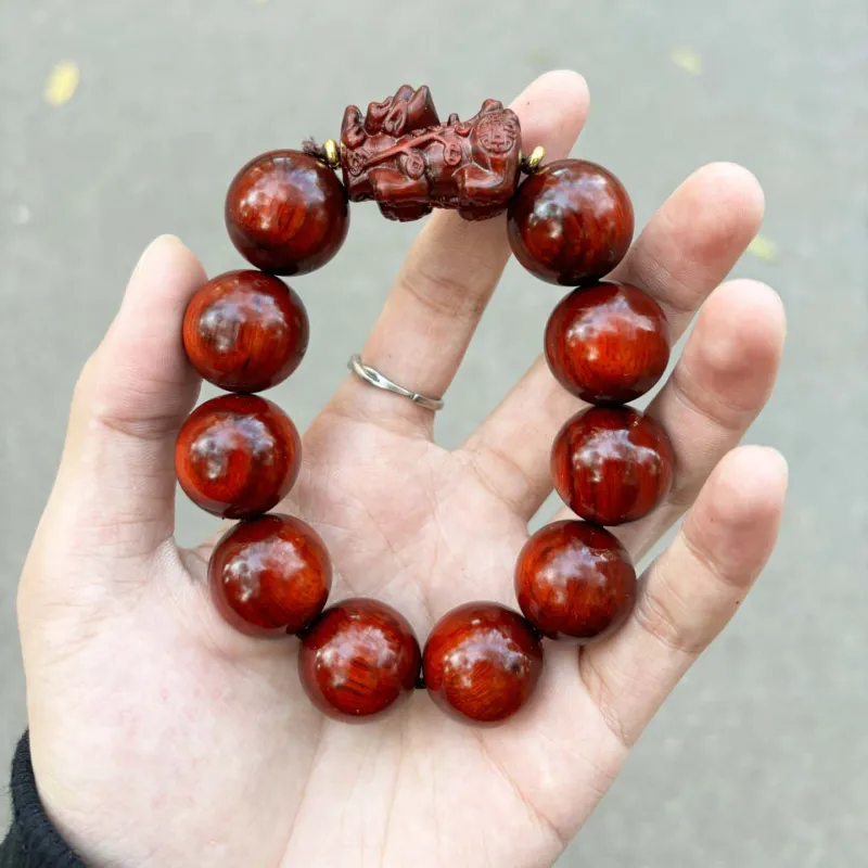 Crabs Red Rosewood Compressed Wood Beaded Bracelet Unisex-7