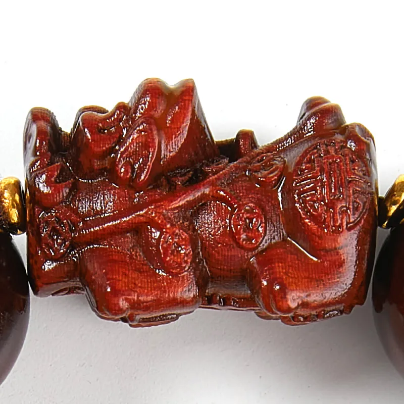 Crabs Red Rosewood Compressed Wood Beaded Bracelet Unisex-2