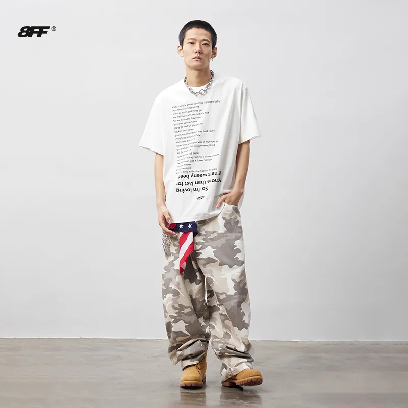 8FF Casual Pants Unisex Riyang White Camouflage-2