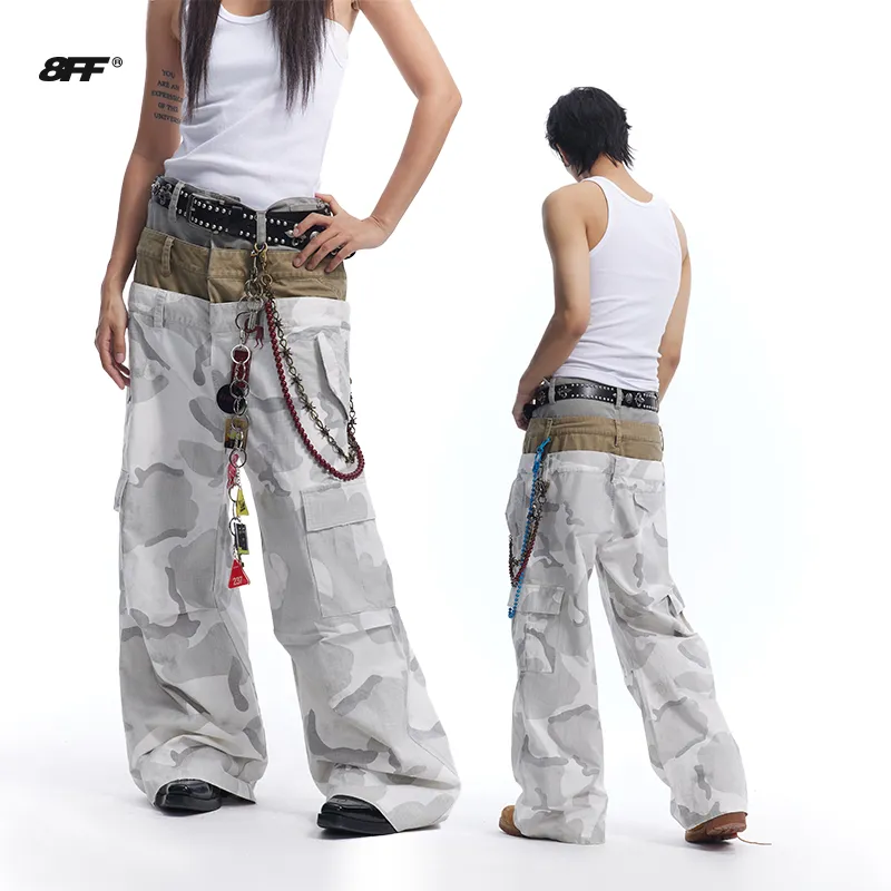 8FF Casual Pants Unisex Klimt White Camouflage-2