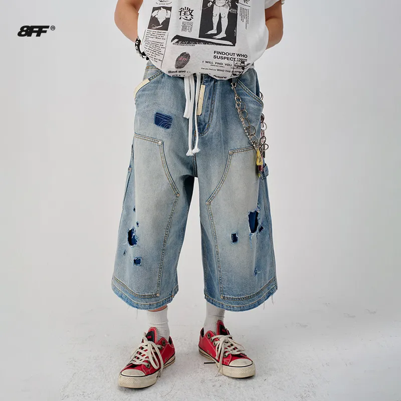 8FF Denim Shorts Men Mumbai Blue-1