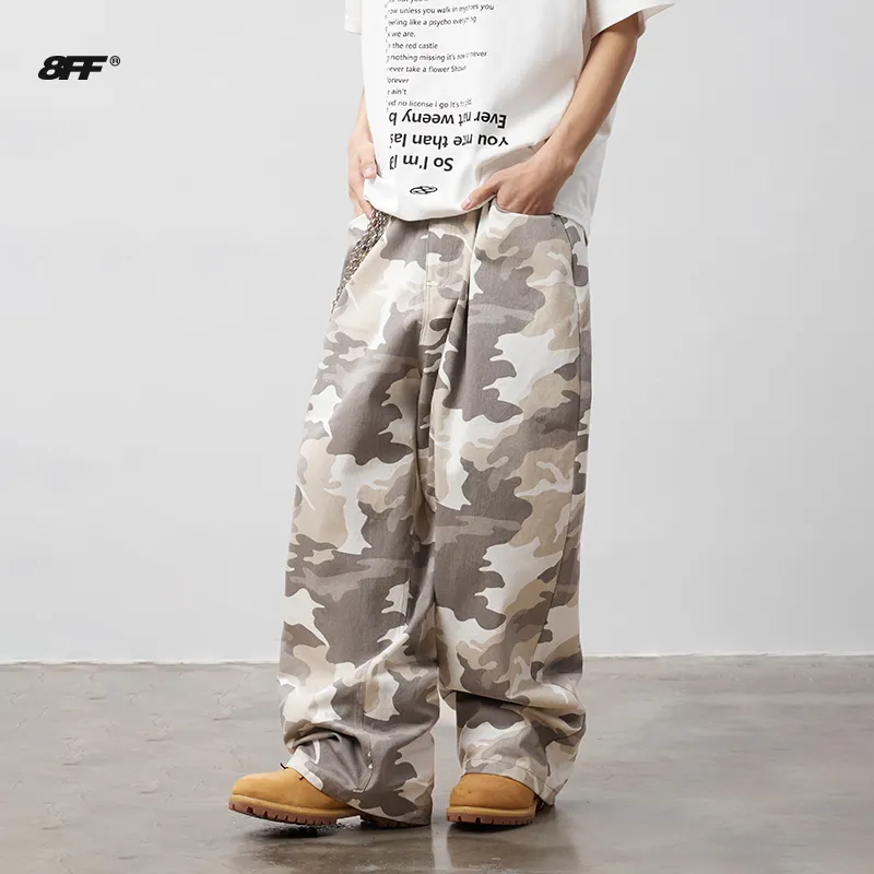 8FF Casual Pants Unisex Riyang White Camouflage-5