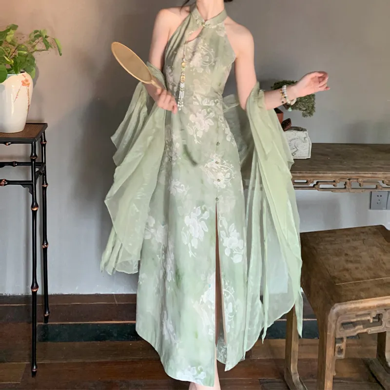 Blovelan Cheongsam Women's Ink Green-2