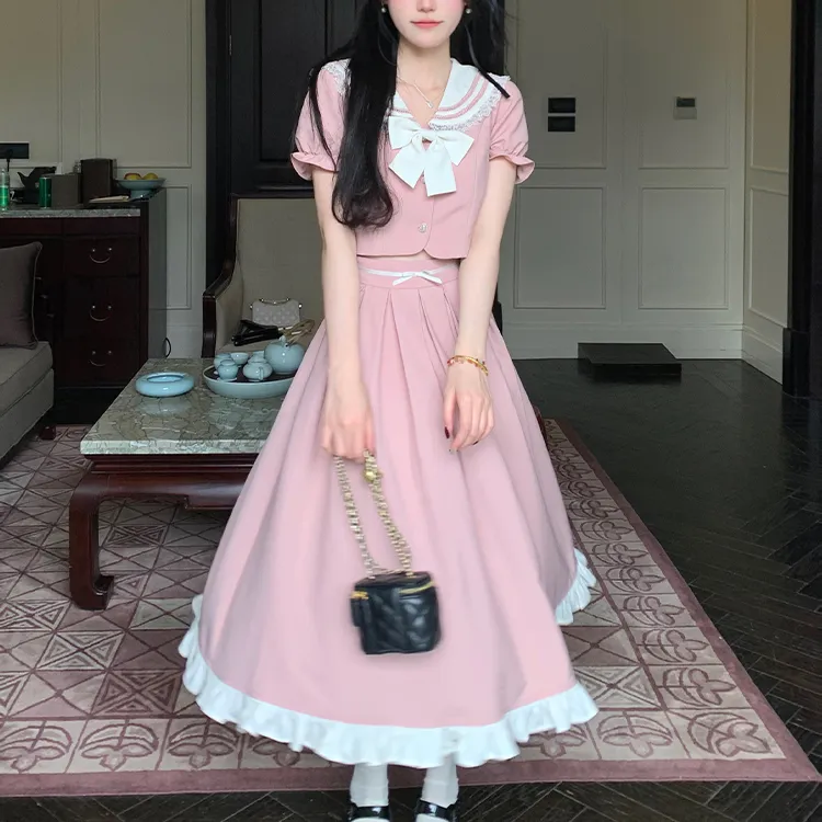 Blovelan Skirt Set Women's Pink-3