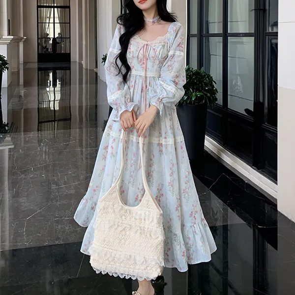 Blovelan Long Sleeved Dresses Women's Aqua Blue-2