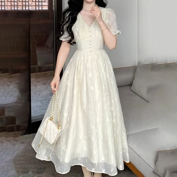 Blovelan Short Sleeved Dresses Women's Gentle Apricots-5